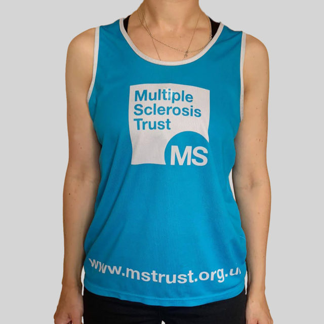 Women's MS Trust blue running vest - front