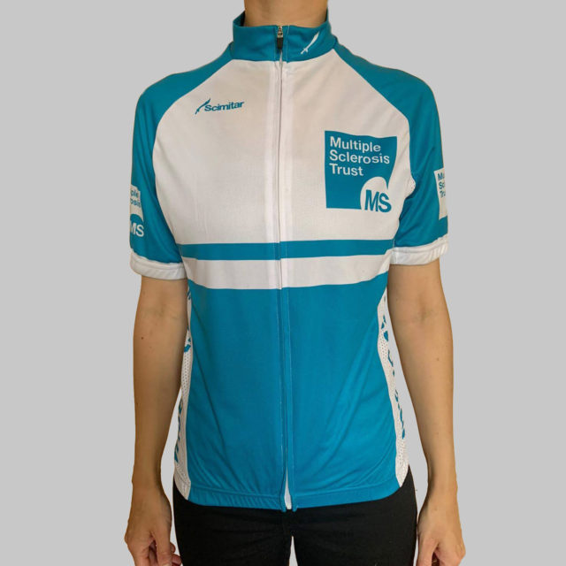 Unisex MS Trust blue cycle t-shirt - front - female model