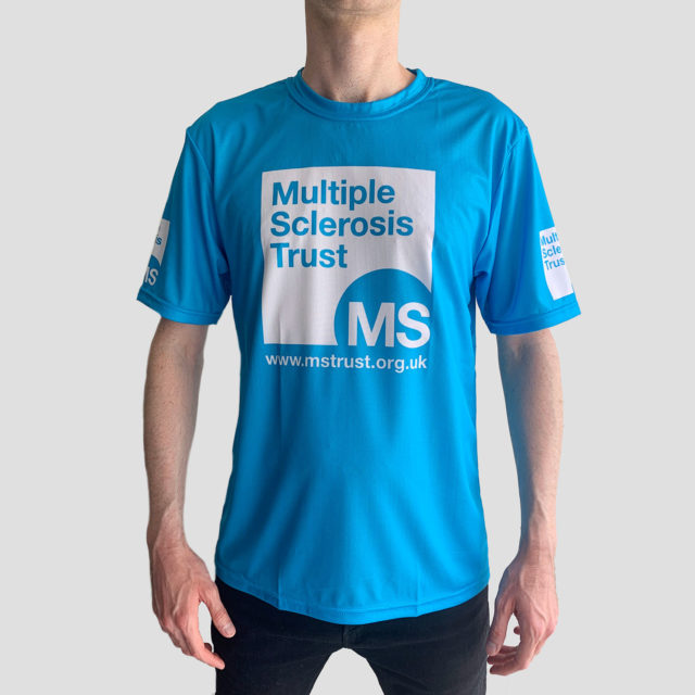 Unisex MS Trust blue breathable t-shirt - front - male model