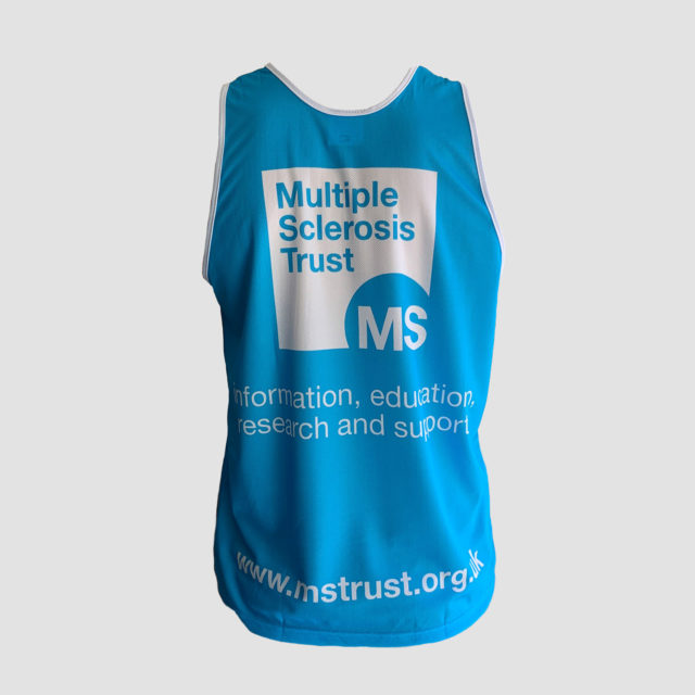 Men's MS Trust blue running vest - back